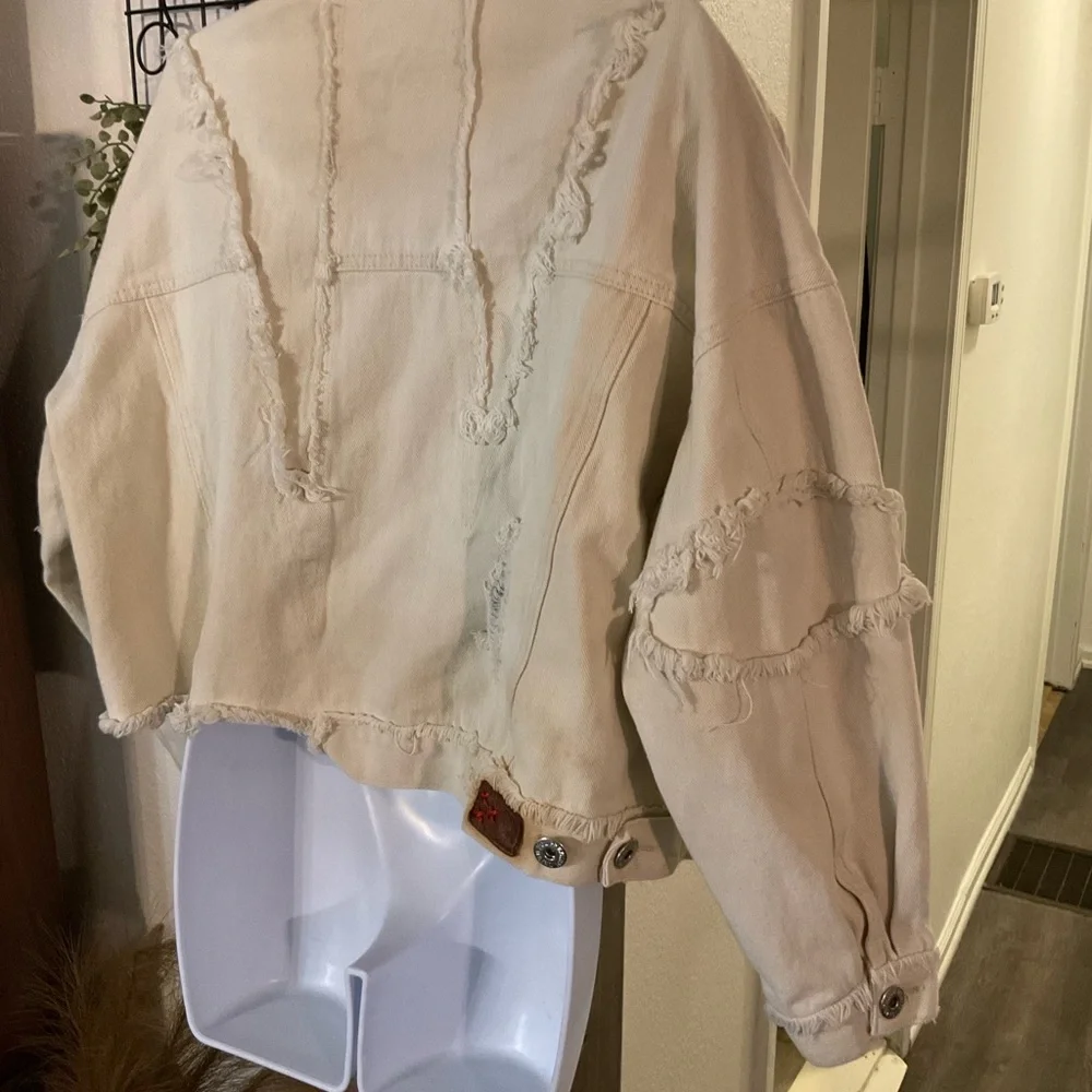 Laney Rene upcycled Cream Denim POL Jacket - Picture 2 of 7